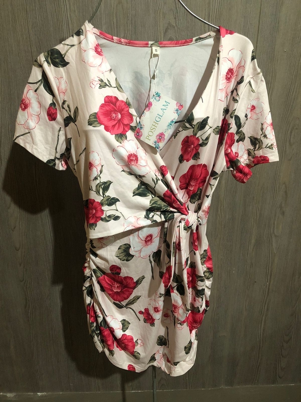 Pink Floral Wrap-Front Women’s Dress